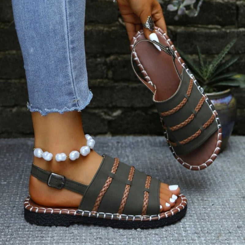 2026 summer new Roman bottom soft sole comfortable not wear feet casual versatile flat sandals female