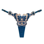 Women Butterfly Embroidery Thong Panties Sexy Lace G String Adjustable Strap Low Rise Underwear Soft Breathable Lingerie