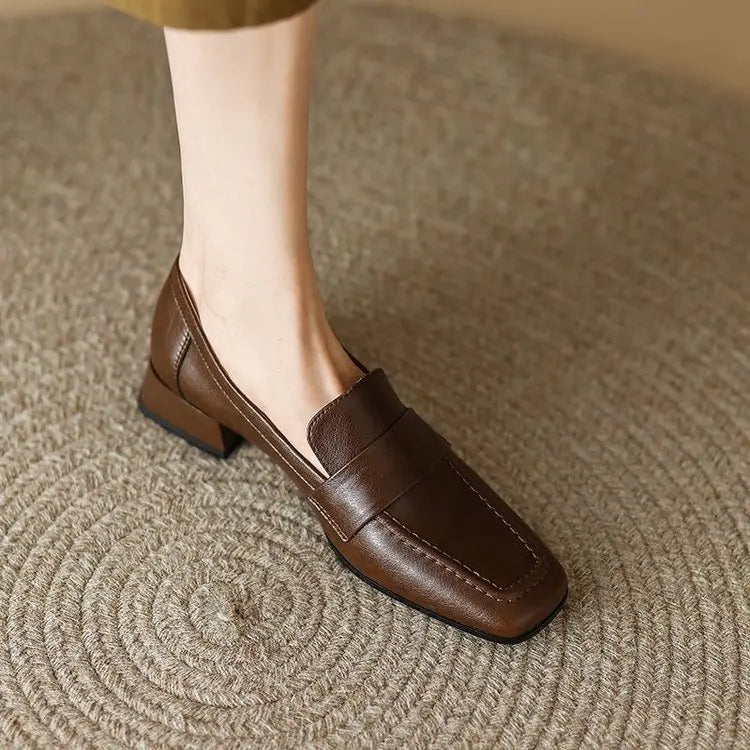 Style Spring Autumn Versatile British Style Flat Shoes Women's Vintage Leather Pumps High Heel Shoes Summer Season 2026