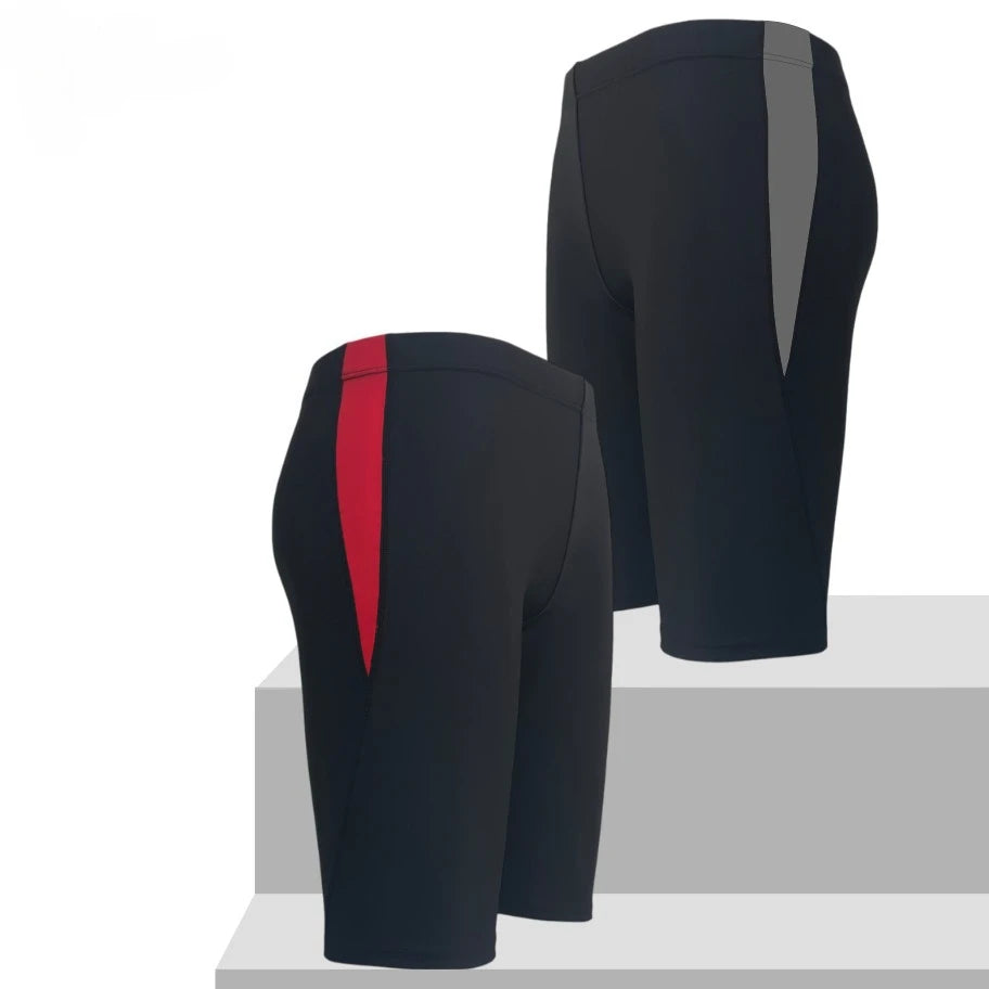 Men's Five-Point Boxer Racing Anti-Embarrassment Classic Contrasting Color Close-Fitting Professional Swimming Trunks