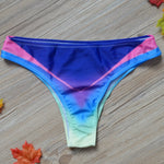 Women Vintage Print Low Waist Brazilian Bikini Bottom Swimwear Briefs Beachwear Brazilian Bikini Bottom Side Tie Thong Bathing