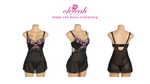 Black Floral Embroidered Mesh Chemise for Women Underwire Push Up Adjustable Back Closure Sleepwear with Panties Plus Size
