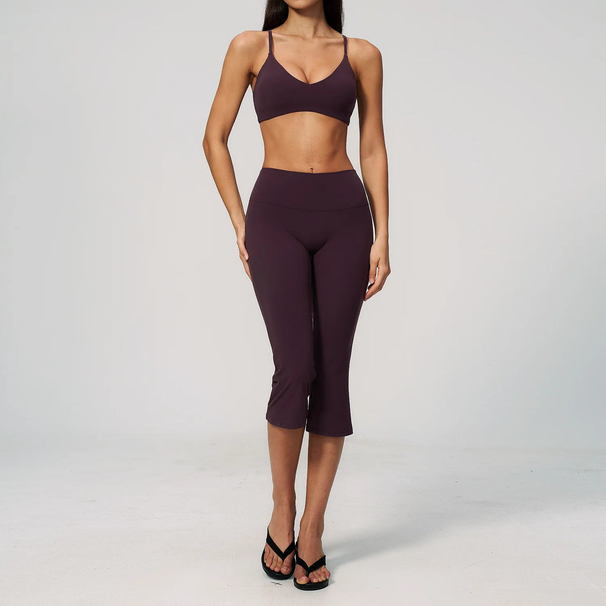 Women's Tracksuit 2 Pieces Yoga Clothes Athletic Wear Fitness Suit Gym Outfits Workout Sets Push Up Sports Bra Capri Pants Suit