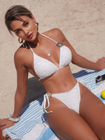 Sexy White Yellow Micro Bikini 2026 Women Metal Flower Push Up Bra Bandage Triangle Swimsuit Beach Bathing Suit Holiday Swimwear