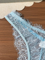 Ladies' Basic Style Thin Lace Bra And Panty Set Seamless Single Layer Eyelet Underwear Comfortable Intimate Apparel