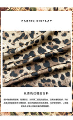 Women Sexy Leopard Print Slip Nightdress Removable Padded Drawstring High Slit Midi Nightgown Loungewear