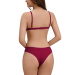 Women Cotton Bra and Panties Set Wireless Push-Up Bra Low-Waist Thongs G-string Sexy Lingerie Women's Breathable Underwear Set
