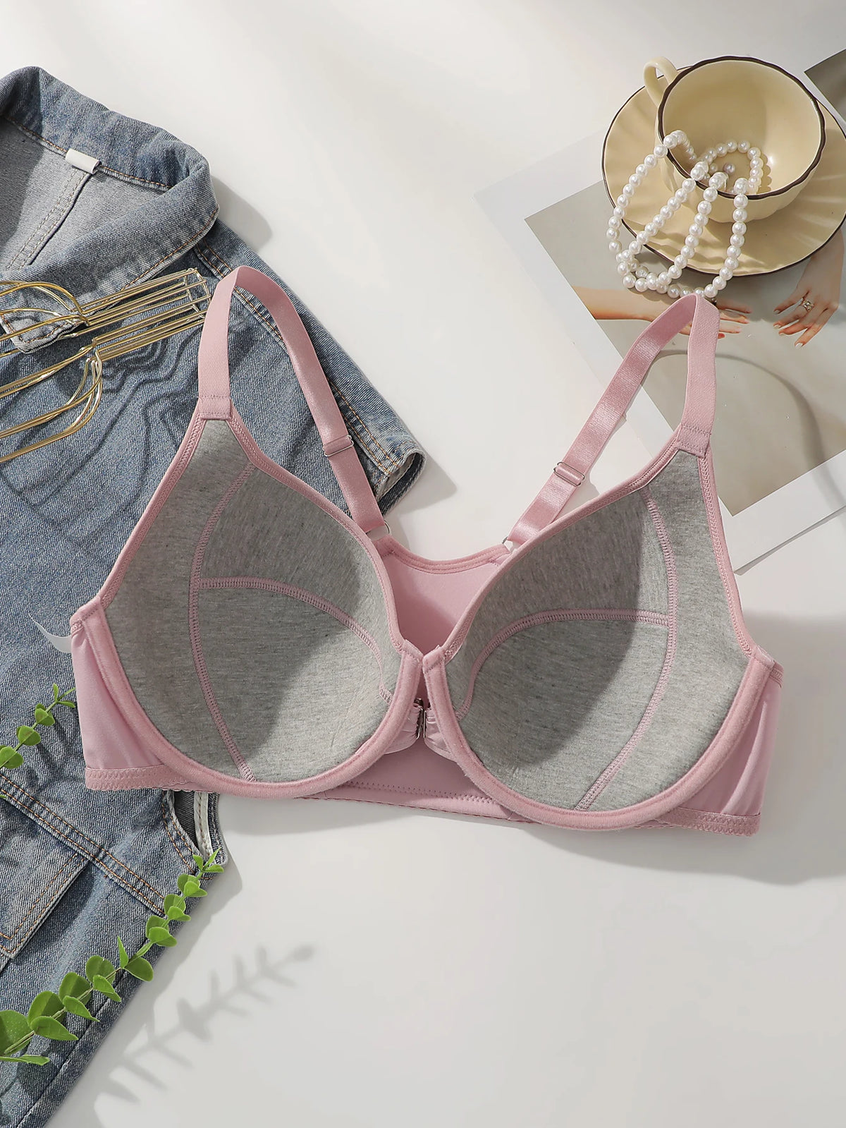 Plus size New Sweet Pink Front Button Underwear Sexy Gathering Large Size Underwear Easy to Wear and Take Off Lingerie MR3022