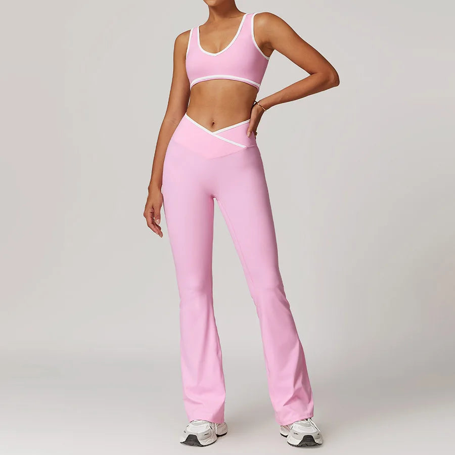 Yoga Set2 Pieces Workout Outfits Fitness Sportswear Gym Tracksuit High Waist Leggings Sports Bra Athletic Wear Women Clothes