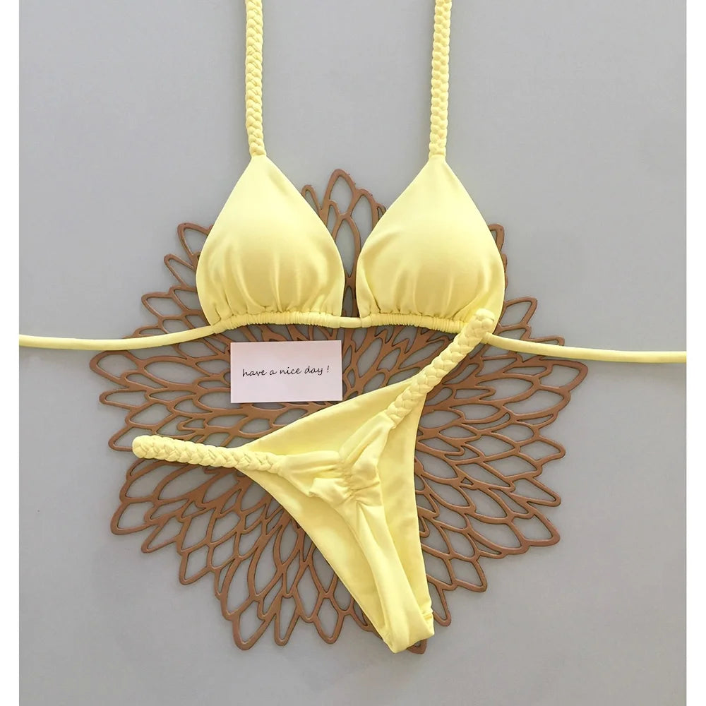 New Micro Bikinis Push Up Women Swimsuits Sexy Swimwear Brazilian Bikini Set Thong Biquini Solid Swimsuit Summer Beachwear