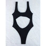 Sexy Tummy Cut Out Ribbed Backless One Piece Swimsuit Women Swimwear Female High Leg Cut Padded Bather Bathing Suit Swim K5263