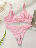New Design High-Quality Lingerie Set With Sexy butterfly Line Mesh Plicing Women's Underwear Push Up Bra 2 Pieces YS2417