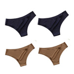 4Pcs/Set Women Ice Silk Panties Low Rise Briefs Soft Brazilian Panties Smooth Underwear Stretch Underpants Sexy Lingerie M-XL