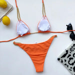Sexy Cow Print Halter Metal Chains Brazilian Bikini Women Swimsuit Female Swimwear Two Pieces Bikini Set Bathing Suit Swim Lady