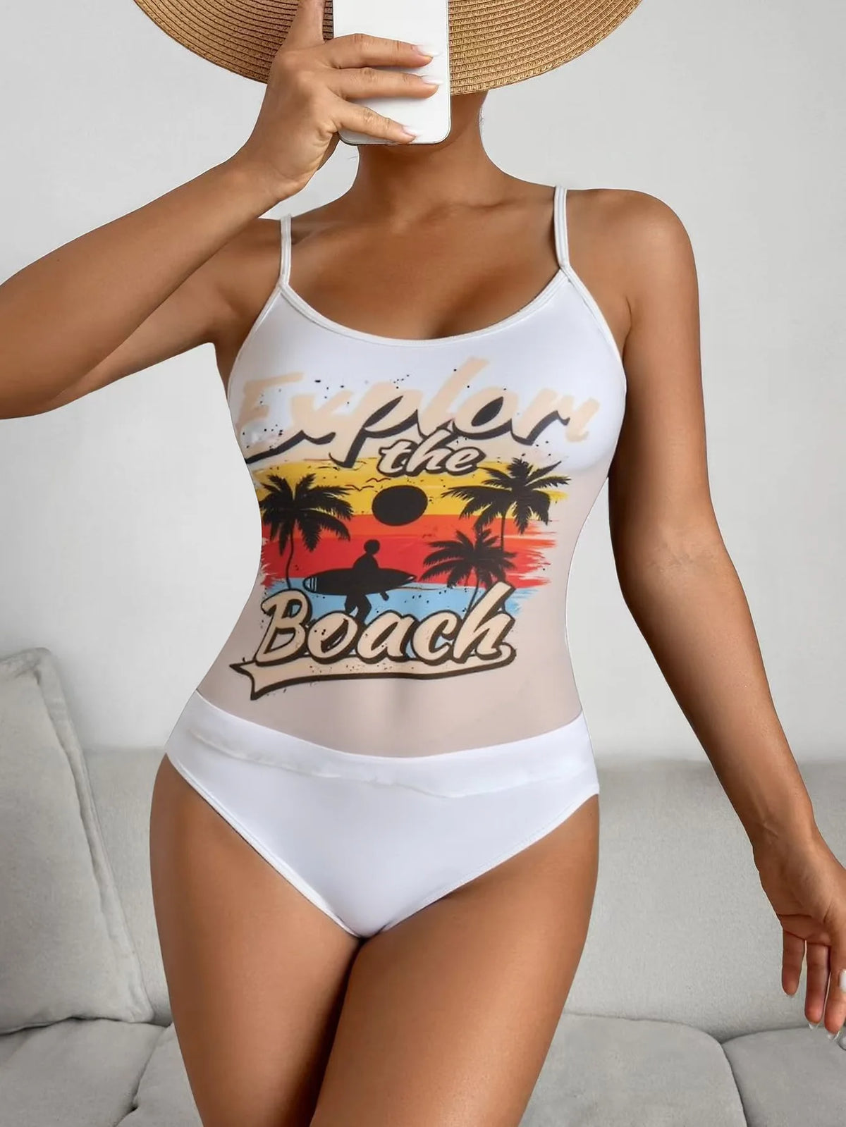 Summer Swimwear for Women Tankini Sets Swimsuit Vintage Padded Mesh Bathing Suit Print Beachwear Female Women's Swim Wear 2025