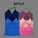 DFTLFNew Women Seamless V-neck Sports Vest Breathable Sleeveless Yoga Top Detachable Padding Slim Fit Gym Running Workout Athlet