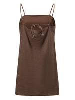 Women Solid Color Slip Dress Spaghetti Strap Loose Fit Mini Dress Summer Clubwear for Daily Party