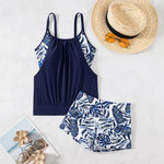 Summer Two Pieces Swimsuits Woman Print Swimwear Female Tankini Sets Beachwear High Waisted Bathing Suit Sports Women Bathers