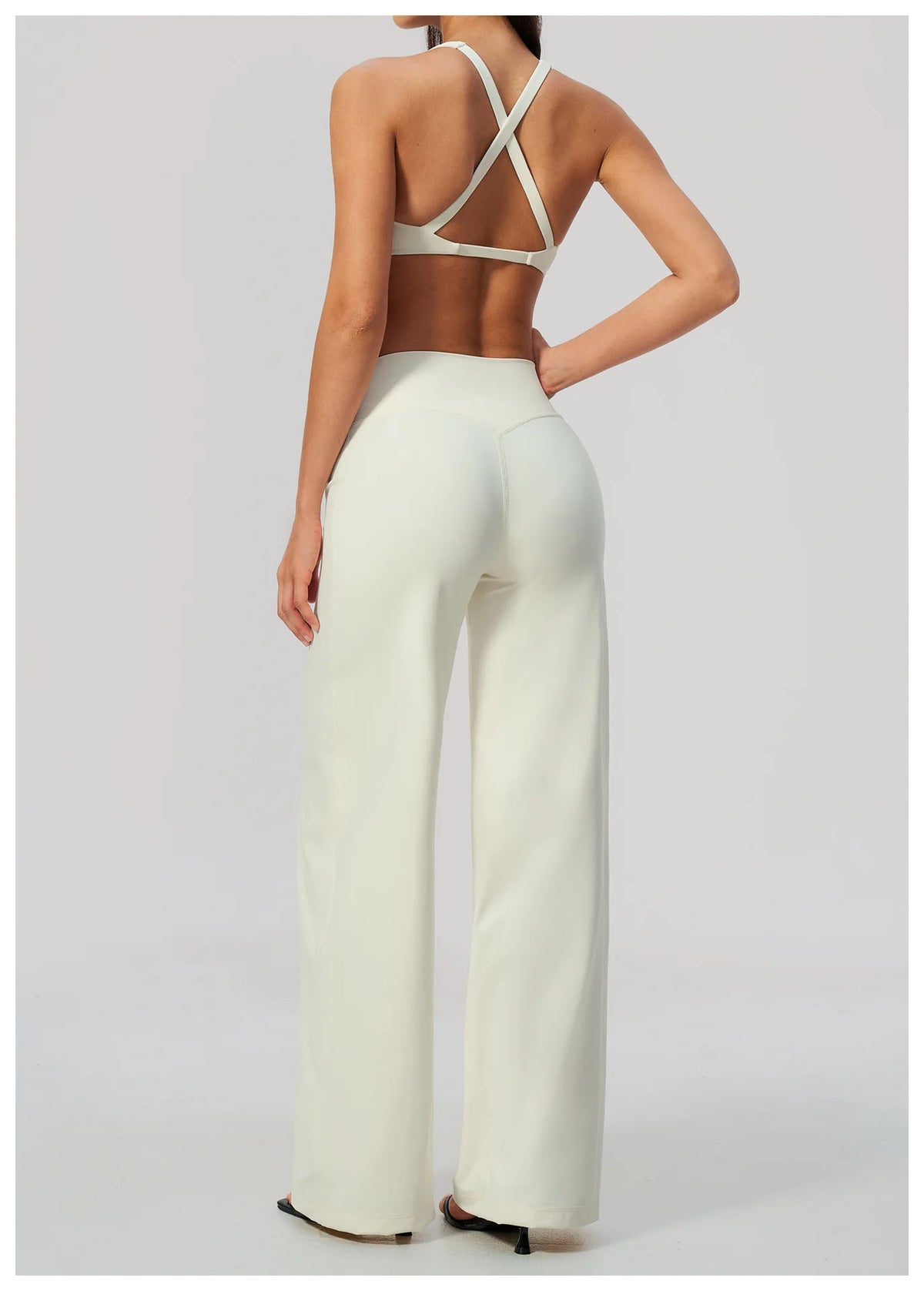 Summer 2 Piece Yoga Sets Women Tight Back Cross Sports Bra High Waist Peach Hip Wide Leg Pants Gym Running Fitness Workout Suits