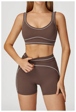 Quick Dry High Waist Yoga Shorts Contrast Color Blocking Splicing Training Sports Pants Push Up Hip Lifting Fitness Yoga Shorts