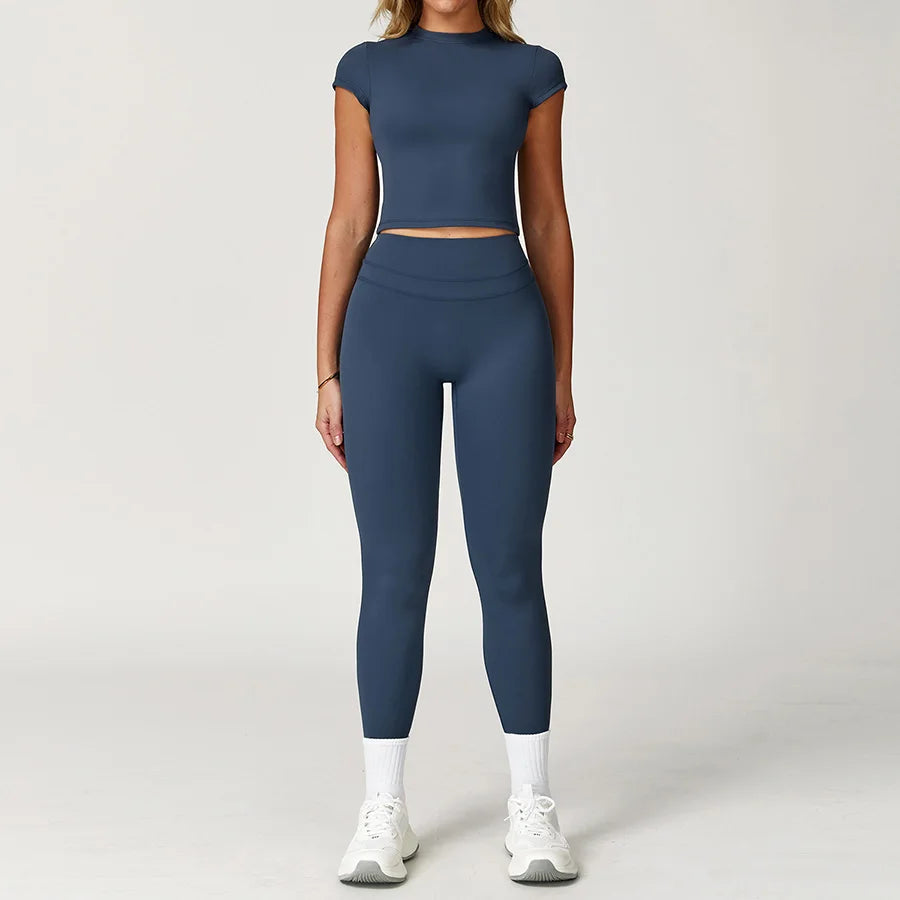 Yoga Set 2PCS Women Tracksuit Nude Feeling Workout Sets Gym Clothes Push Up Fitness Running Sportwear Sport Bra Leggings Suit