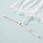 Sexy WhiteTulle Nightdress Woman Lingerie & ThongV-neck Open Sleep Skirt Erotic Pajamas Garter Dress Set See Through Nightwear
