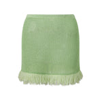 Summer Women's Knit Mini Skirt Solid Color Plush Tassel Trim Pencil Skirts Going Out Bohemian Beach Sexy Skirts