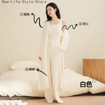 Women Autumn Winter New Half Velvet 3 Piece Pajama Set Thick Plush Loungewear with Bathrobe Soft Cozy Casual Home Sleepwear
