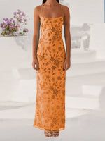 Women Summer Glitter Sequin Beaded Flower Cami Dress Slim High Split Spaghetti Strap Open Back Long Dresses for Party Club