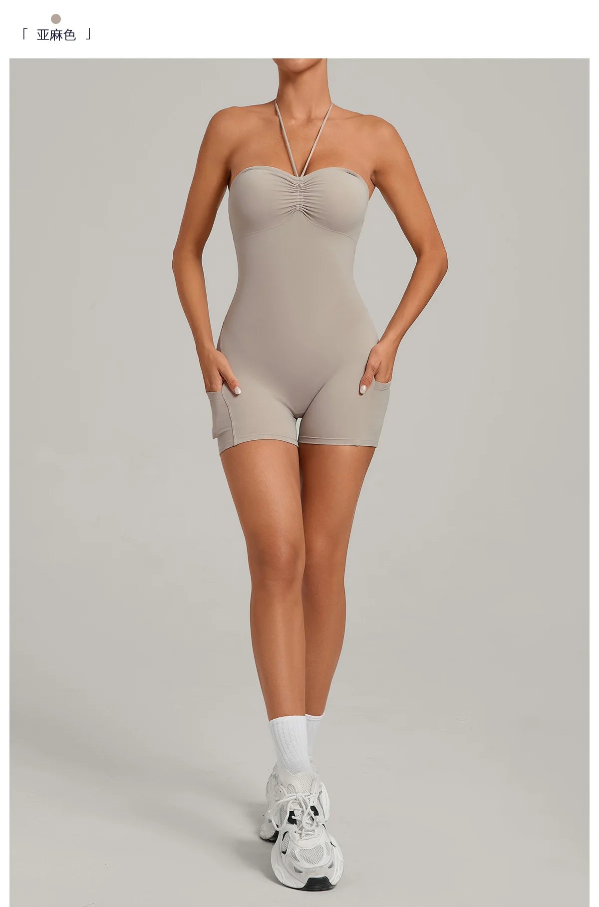 Outdoor Backless Yoga One Piece Suit Women Multiple Wearing Methods Sleeveless Slim Fit Pocket Stretch Sports Fitness Jumpsuit
