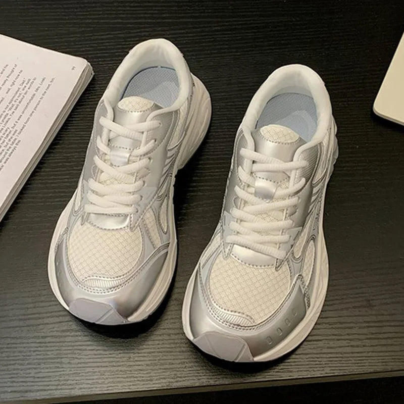 Spring Autumn Breathable Mesh Sneakers Women Mix Color Lace Up Sports Shoes Woman Wear Resistant Platform Casual Shoes Mujer