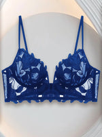 Minimizer Bras for Women Full Coverage Underwire Bras Lace Mesh Floral Sheer Embroidered Underwire Lingerie Plunge Bra