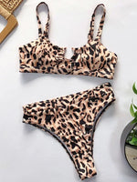 Snakeskin Female Swimsuit High Waist Bikini Women Swimwear Two-pieces Bikini Set Hollow Out Bather Bathing Suit Swim Beachwear