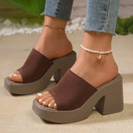 Summer Women Slippers Open-Toe Thick Platform Sandals Flip Flops Outdoor Chunky Heel Fashion Minimalist High Heels Shoes Women