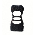1PC Women Sexy Fishnet Beach Cover Up Hollow Out Bodycon Dress See Through Summer Swimwear