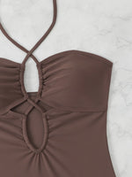 2026 Halter Swimsuit One Piece Solid Hollow Swimwear Women Sexy Bathers Bathing Swimming Swim Suit Female Beachwear