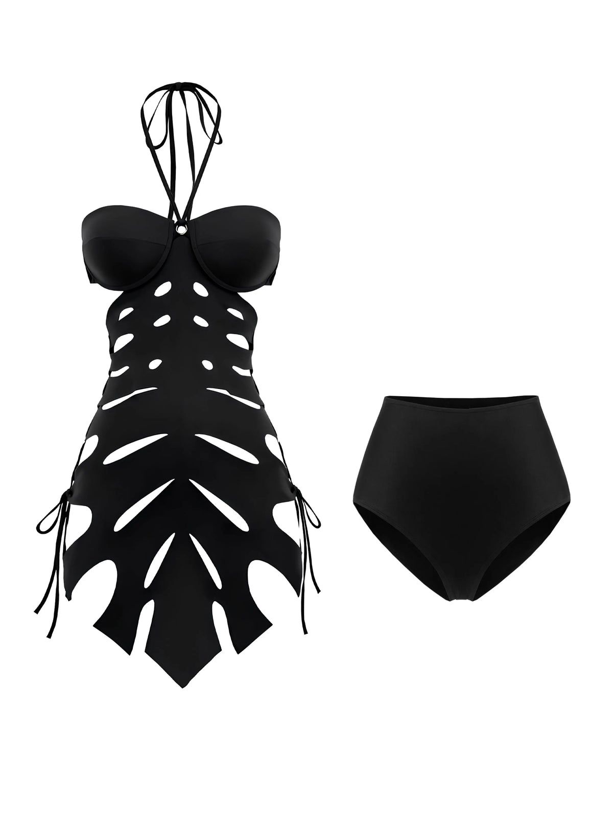 2026 New Arrival Chic Black Structured Swimsuit Deep V-Neck Cut-Out Design Perfect for Beach Wear Pool Parties Summer Beachwear