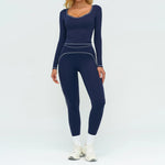 2PCS Yoga Set Gym Clothes Outdoor Sports Outfits Women Tracksuit Gym Fitness Suits Workout Long Sleeved Flared Pants Sportswear