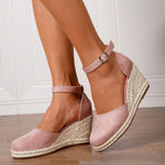 2025 Comfy Walk Big Size 43 Summer Lace Espadrilles Sandals Women Ankle Strap Platform Sandals High Heels Wedges Shoes Woman