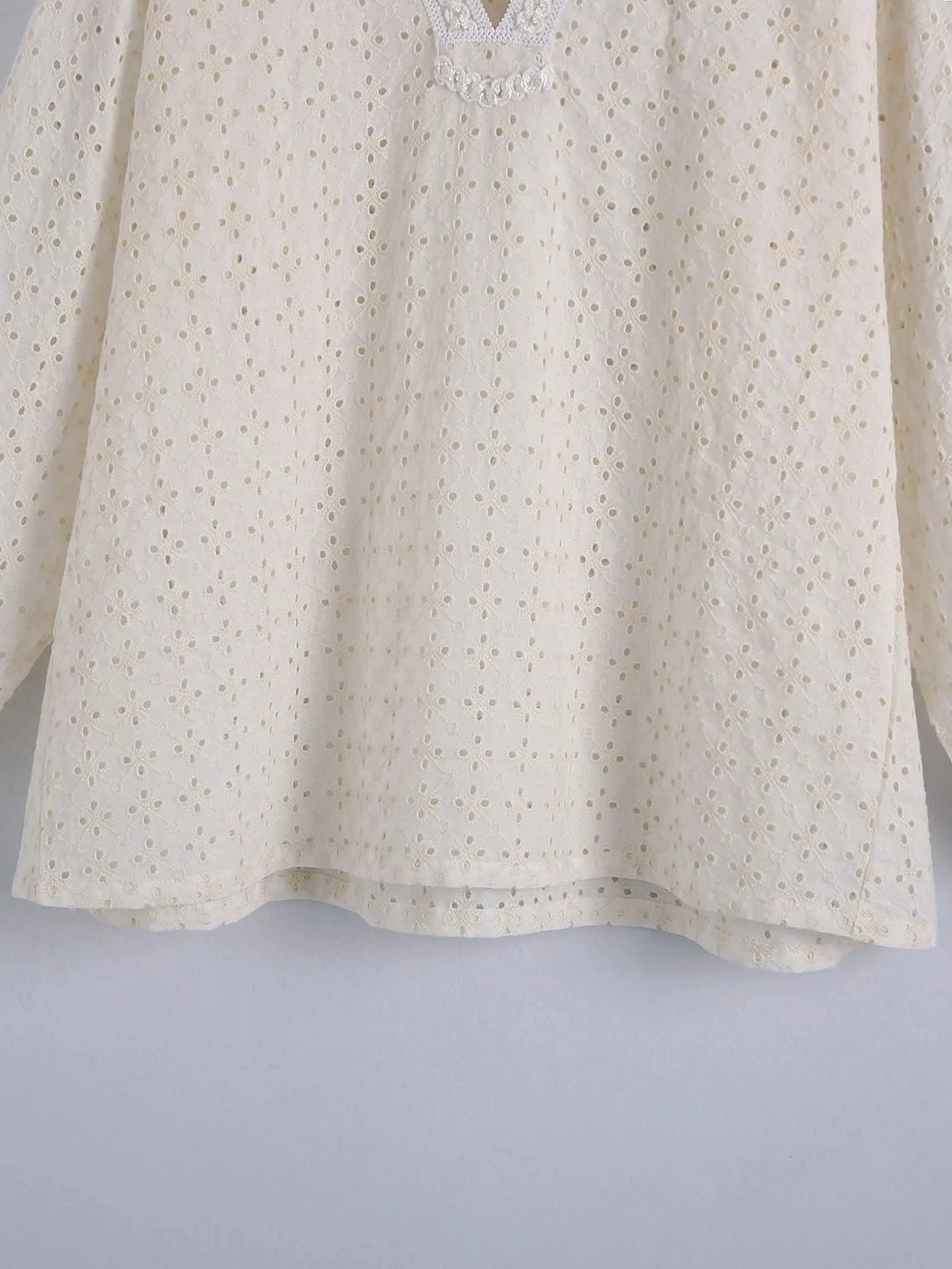 Foridol Embriodery Lace Cotton Blouse Shirt Women V Neck Vintage Hollow Out Tops Autumn Winter Casual Office Ladies Blouse Blusa