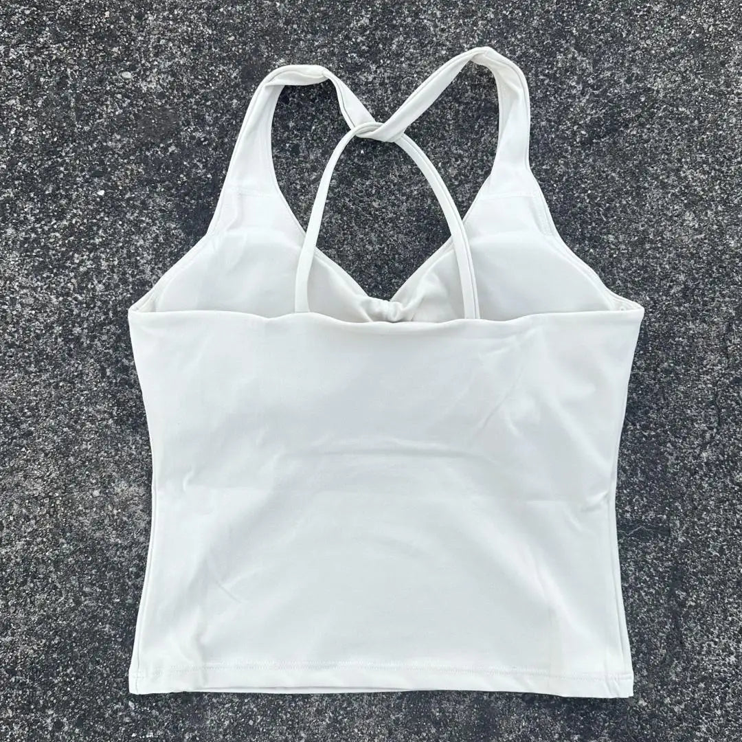Solid Color Cross Back Tank Top Women Fitness Sport Bra Top Soft Tight Comprehensive Training Gym Yoga Underwear With Chest Pad