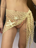 New 3D Star Hollow Out Crochet Knitted Sarong Pareo Beach Dress Beach Wear Beachwear Beach Cover Up Cover-upsFemale Women V7309