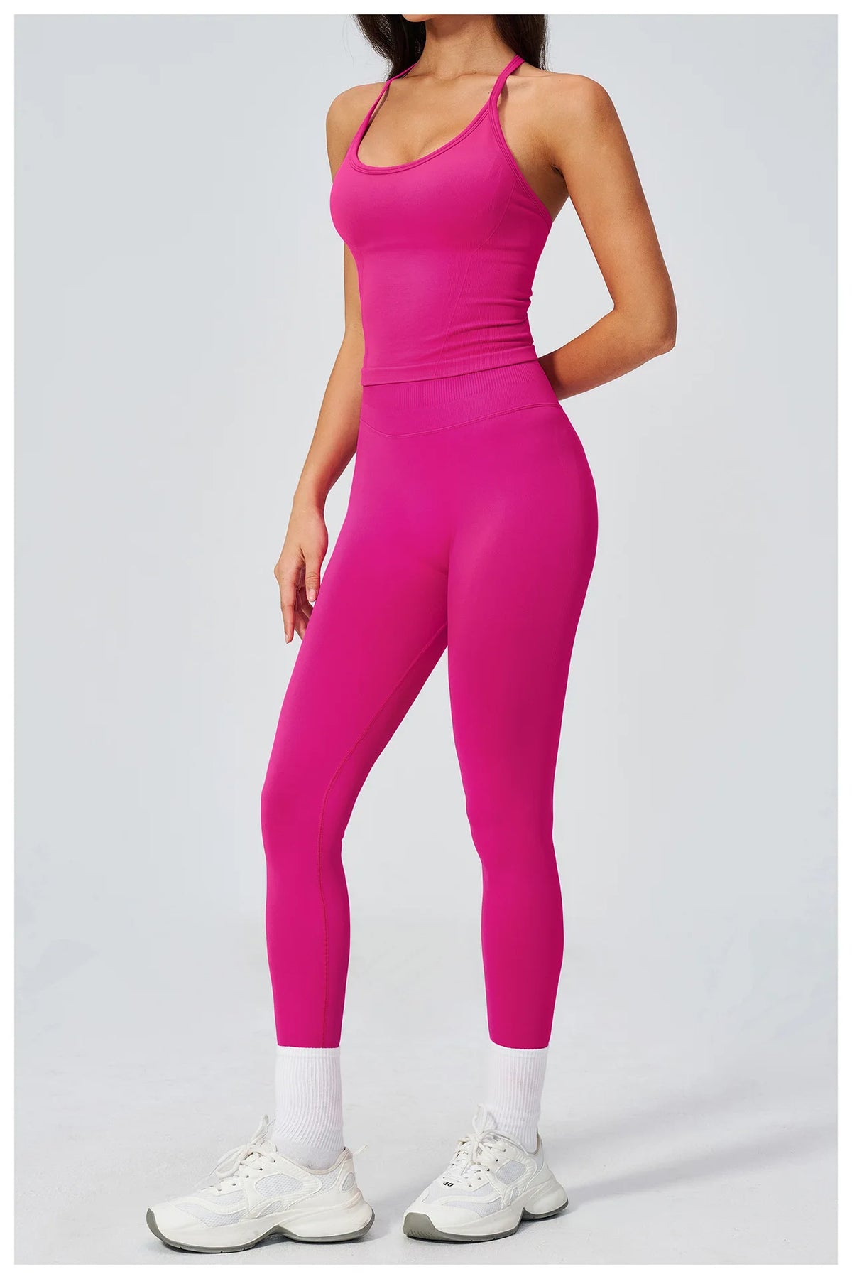 Summer Seamless Yoga Sets Women Outdoor Slimming Sports Tank Top High Waist Hip Lifting Leggings Gym Fitness Suits Tracksuit