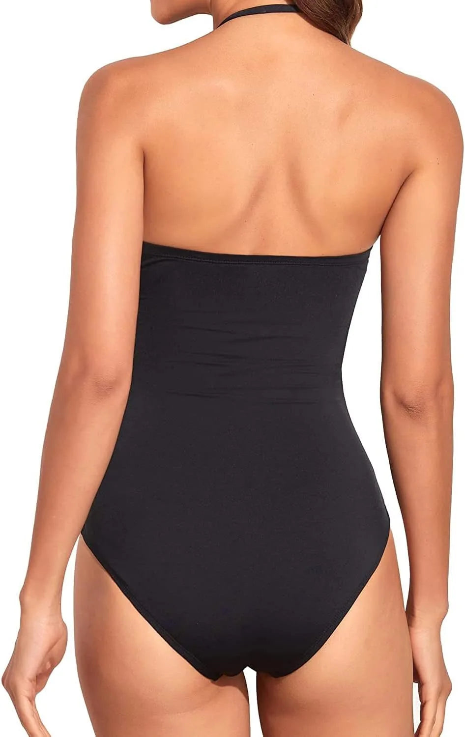 Sexy Bandeau One Piece Swimsuit 2025 Women Black Pleate Slimming Tummy Control Swimwear Summer Holiday Bathing Suit Monokini