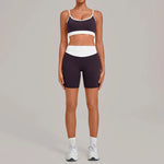 Women's Yoga Set Fitness Sports Gym High Waist Hips-Lift Shorts Slim Fit Backless Bra Suits Training Workout Running Sets
