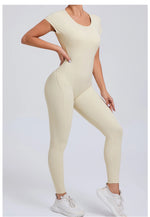 One-piece Yoga Padded Backless Suit Female Rompers Quick Dry Yoga Clothing Workout Bodysuits Scrunch Sports Jumpsuit Women
