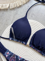 Fashion Print Halter Mini Thong High Cut Bikini Female Swimsuit Women Swimwear Two-pieces Bikini Set Bather Bathing Suit Swim