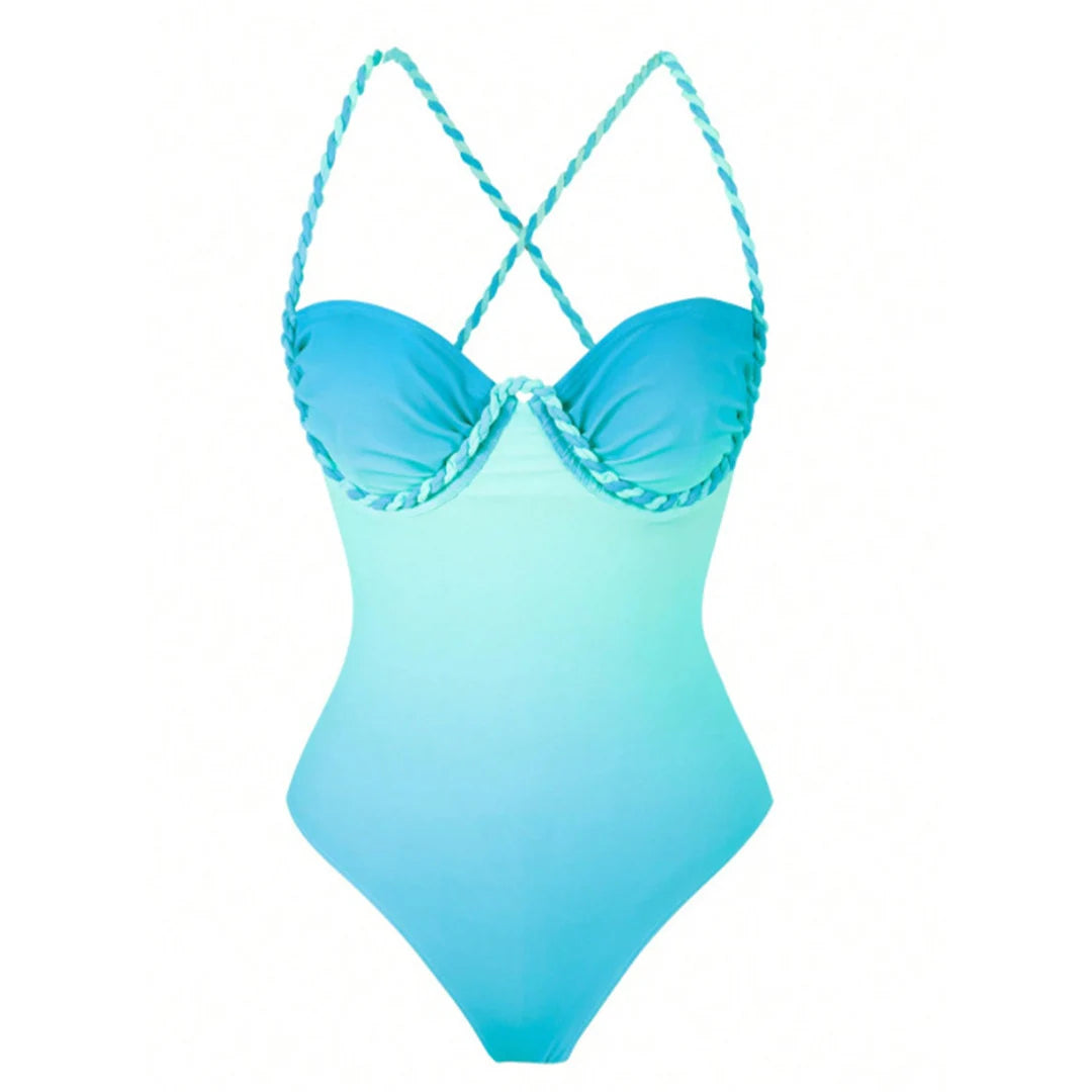 S - XL New With Skirt Underwired Cross Back Women Swimwear One Piece Swimsuit Female High Leg Cut Bather Bathing Suit Swim V7859