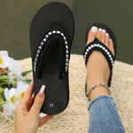 New Rivet Decor Clip Toe Slippers Women Casual Weightlight Wedge Flip Flops Female Daily Anti Slip Med Heel Flat Slides Mujer