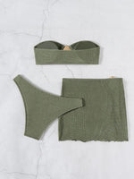 2026 New Sexy Bandeau Bikini Women Metal Water Droplet Ornament Push Up Mesh Skirt 3 Piece Swimsuit Beach Bathing Suit Swimwear